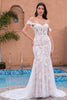 Load image into Gallery viewer, White Appliques Mermaid Off the Shoulder Wedding Dress