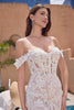 Load image into Gallery viewer, White Appliques Mermaid Off the Shoulder Wedding Dress