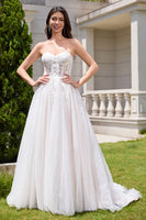 Load image into Gallery viewer, Appliques White A Line Sweetheart Long Wedding Dress