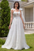 Load image into Gallery viewer, White A-Line Appliques Lace Up Tulle Corset Wedding Dress