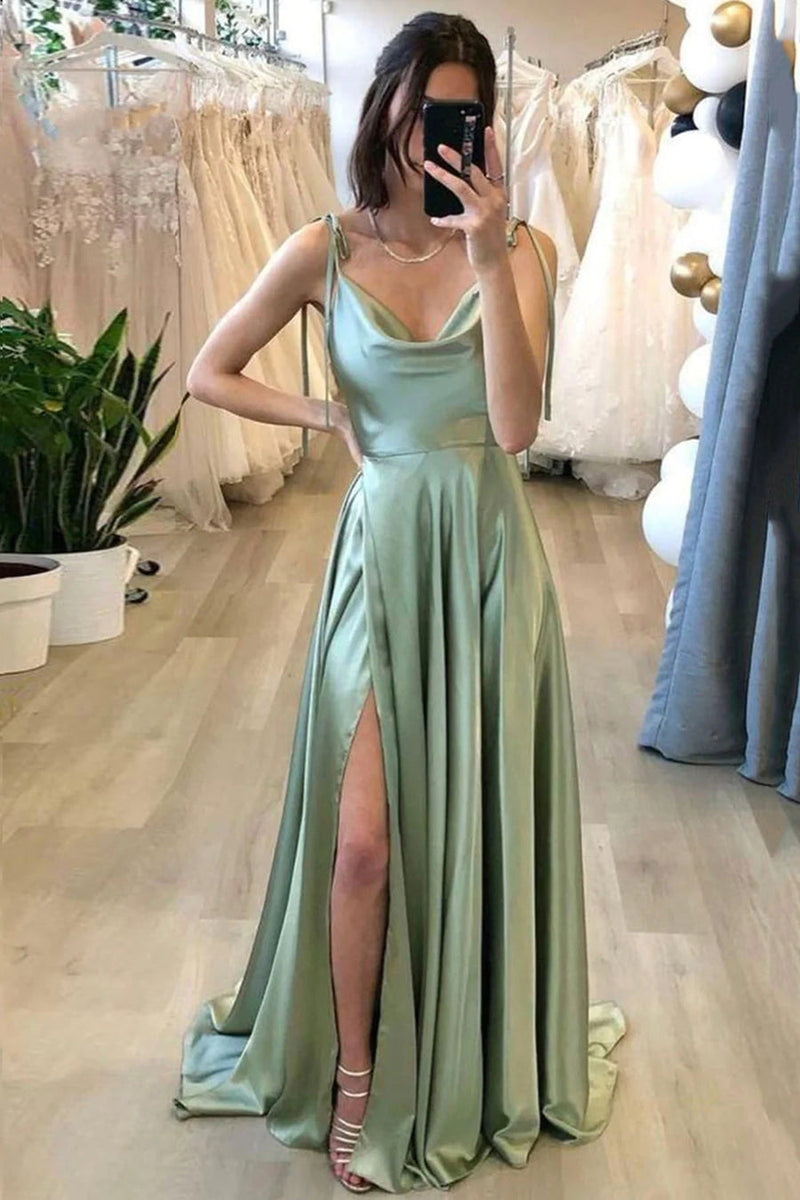 Load image into Gallery viewer, Blush Spaghetti Straps Simple Bridesmaid Dress with Bowknot