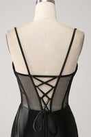 Load image into Gallery viewer, Mermaid Sweetheart Black Satin Long Prom Dress With Beading