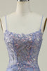 Load image into Gallery viewer, Beaded Purple Tulle Mermaid Prom Dress with Appliques
