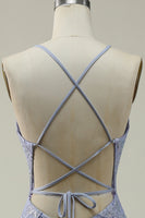 Load image into Gallery viewer, Purple Lace Mermaid Prom Dress with Slit