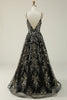 Load image into Gallery viewer, Spaghetti Straps Black A Line Glitter Prom Dress