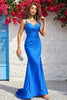 Load image into Gallery viewer, Royal Blue Mermaid Spaghetti Straps Prom Dress with Ruffles