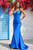 Load image into Gallery viewer, Royal Blue Mermaid Spaghetti Straps Prom Dress with Ruffles