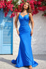 Load image into Gallery viewer, Royal Blue Mermaid Spaghetti Straps Prom Dress with Ruffles