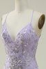 Load image into Gallery viewer, Lavender Spaghetti Straps Mermaid Prom Dress with Slit