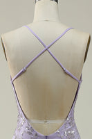 Load image into Gallery viewer, Lavender Spaghetti Straps Mermaid Prom Dress with Slit