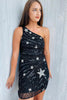 Load image into Gallery viewer, Sheath One Shoulder Black Sequins Short Homecoming Dress with Star