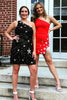 Load image into Gallery viewer, Sheath One Shoulder Black Sequins Short Homecoming Dress with Star