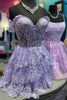 Load image into Gallery viewer, Sparkly Navy Corset Tiered Lace A-Line Short Graduation Dress