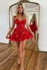 Load image into Gallery viewer, Sparkly Blue Corset Tiered Lace A-Line Short Graduation Dress