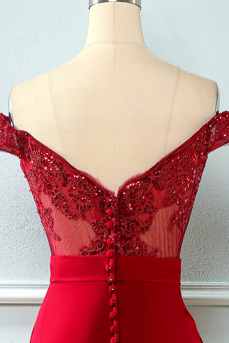 Load image into Gallery viewer, Off Shoulder Sequins Mermaid Prom Dress