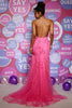 Load image into Gallery viewer, Fuchsia Spaghetti Straps Mermaid Prom Dress with Appliques