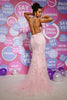 Load image into Gallery viewer, Pink Spaghetti Straps Mermaid Prom Dress with Appliques