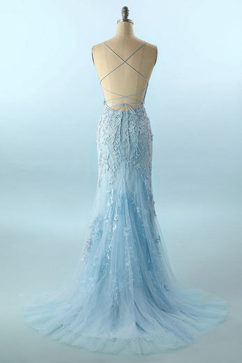 Mermaid Yellow Long Prom Dress with Appliques