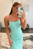 Load image into Gallery viewer, Mint Spaghetti Straps Appliques Prom Dress