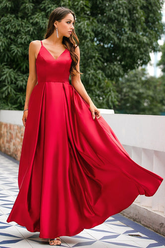 Burgundy Satin Prom Dress