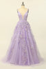 Load image into Gallery viewer, Beading A Line Lavender Prom Dress with Appliques