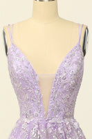 Load image into Gallery viewer, Beading A Line Lavender Prom Dress with Appliques