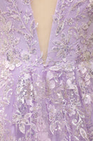 Load image into Gallery viewer, Beading A Line Lavender Prom Dress with Appliques