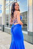 Load image into Gallery viewer, Royal Blue Mermaid Simple Prom Dress with Lace-up Back