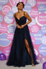 Load image into Gallery viewer, Navy Tulle Princess Prom Dress with Appliques
