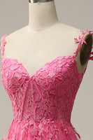 Load image into Gallery viewer, Off the Shoulder Hot Pink Prom Dress with Appliques