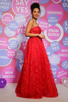 Load image into Gallery viewer, Red A Line Strapless Princess Corset Prom Dress