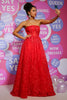 Load image into Gallery viewer, Red A Line Strapless Princess Corset Prom Dress