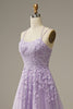 Load image into Gallery viewer, A-Line Spaghetti Straps Purple Long Prom Dress