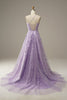 Load image into Gallery viewer, A-Line Spaghetti Straps Purple Long Prom Dress