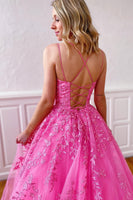 Load image into Gallery viewer, Spaghetti Straps Long Princess Prom Dress with Appliques