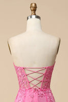 Load image into Gallery viewer, Pink Corset Sweetheart Long Lace Mermaid Prom Dress with Slit