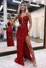 Load image into Gallery viewer, Royal Blue Sheath Beaded Side Slit Prom Dress