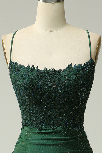 Halter Dark Green Mermaid Prom Dress with Beading