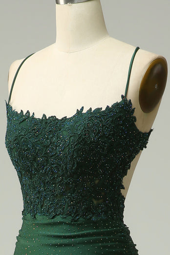 Halter Dark Green Mermaid Prom Dress with Beading