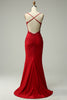 Load image into Gallery viewer, Halter Dark Red Mermaid Prom Dress with Beading