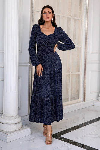 Navy Long Sleeves Mother Dress