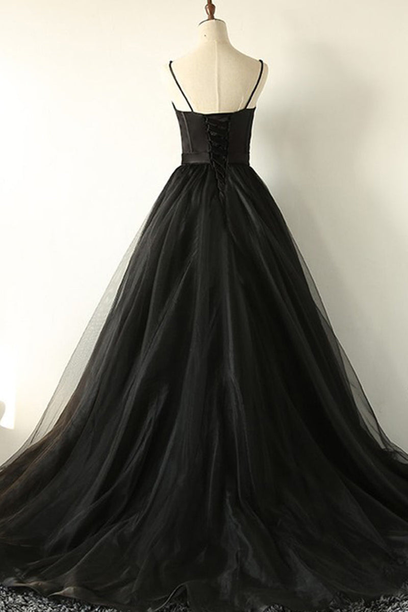 Load image into Gallery viewer, Black Sweetheart Tulle Prom Dress