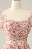 Load image into Gallery viewer, Flower Printed Square Neck A-line Prom Dress
