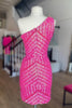 Load image into Gallery viewer, Hot Pink One Shoulder Sequins Tight Short Homecoming Dress