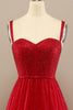 Load image into Gallery viewer, Red Sweetheart Tulle Prom Dress with Beading