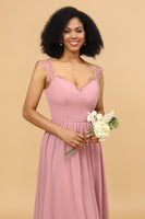 Load image into Gallery viewer, Blush Long Chiffon Bridesmaid Dress with Lace