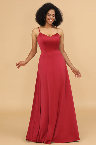 Satin Lace-up Back Bridesmaid Dress