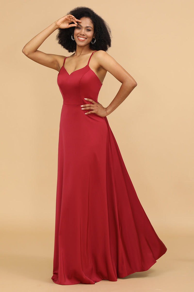 Load image into Gallery viewer, Satin Lace-up Back Bridesmaid Dress