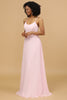 Load image into Gallery viewer, Spaghetti Straps Chiffon Pink Bridesmaid Dress