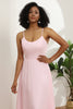 Load image into Gallery viewer, Spaghetti Straps Chiffon Pink Bridesmaid Dress
